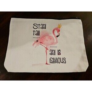 Sm Canvas Tote Bag "Stand Tall And Be Fabulous" Pink Flamingo